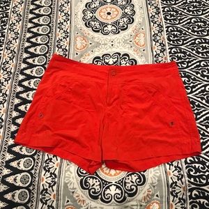 Vibrant red Athleta shorts
